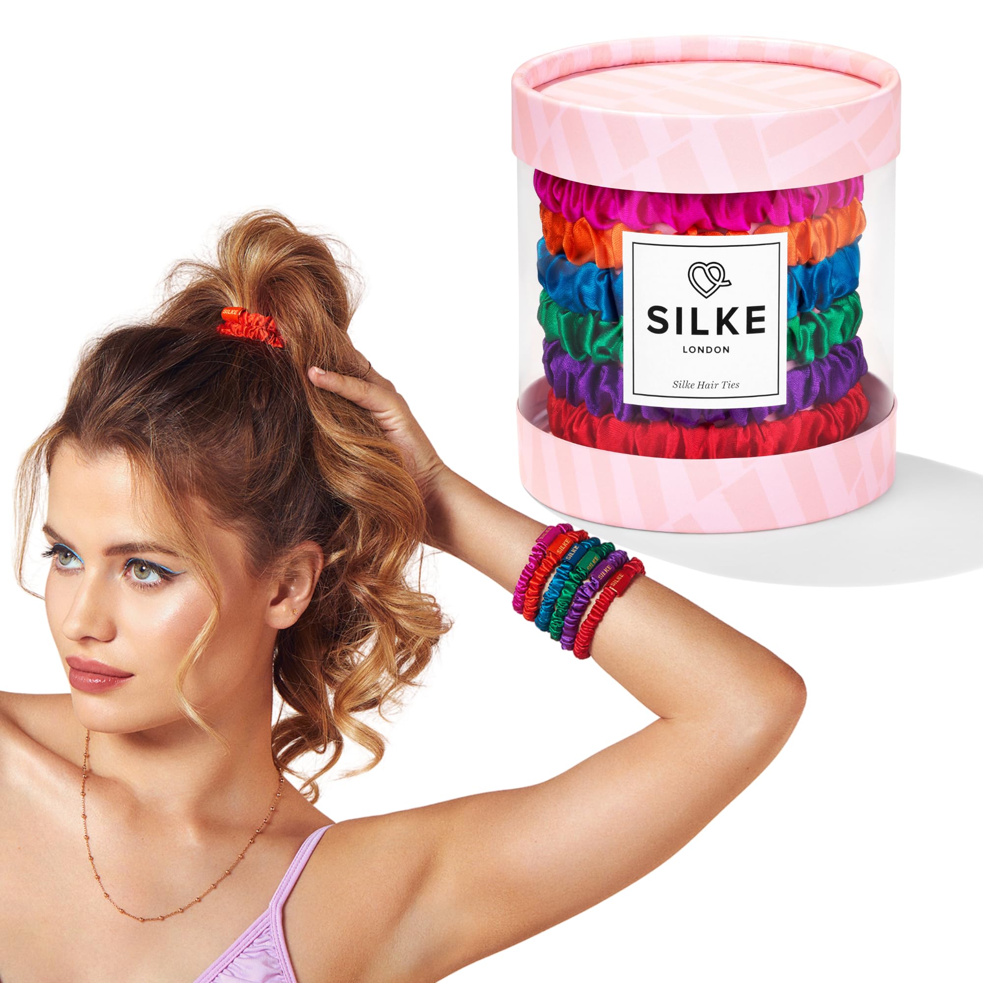 SILKE Hair Ties - Frida | 100% Luxurious Silk Scrunchies for Hair - 6 Pack | Silke Hair Ties - All Hold, No Damage | Hair Scrunchies for Women, Hair Bobbles | For All Hair Types & Styles