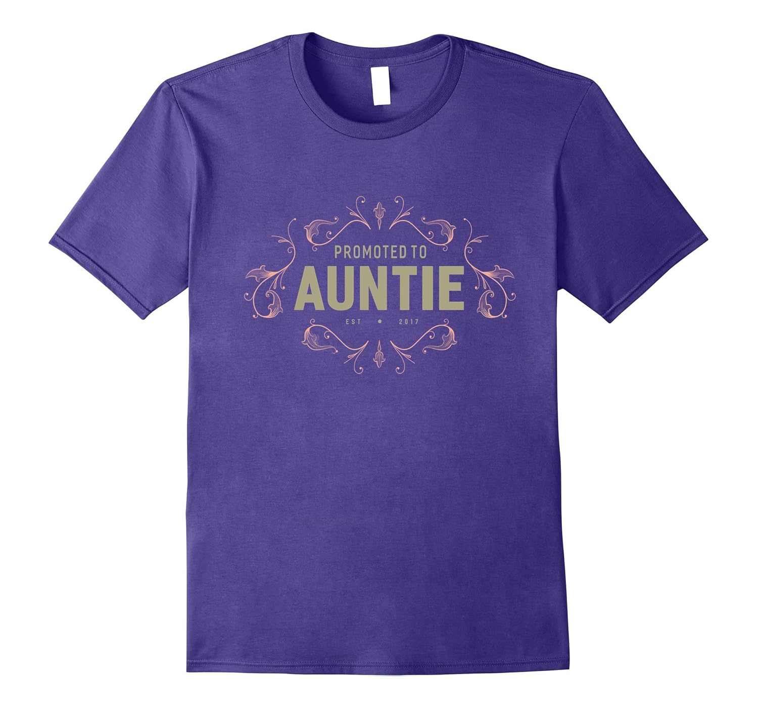 Women's Promoted To Auntie 2017 Grandma Gifts T-Shirt-Rose