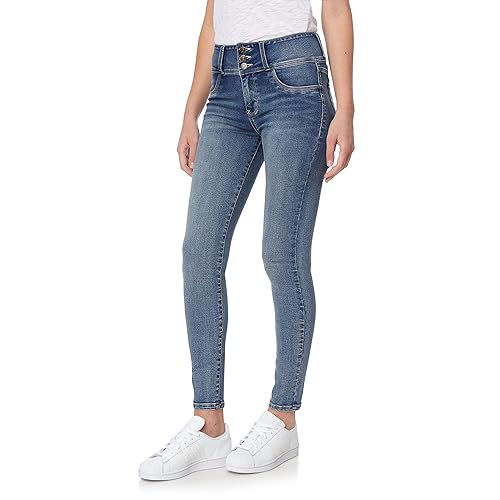 WallFlower Women's Sassy Skinny High-Rise Insta Soft Juniors Jeans (Standard and Plus), Dulce, 7