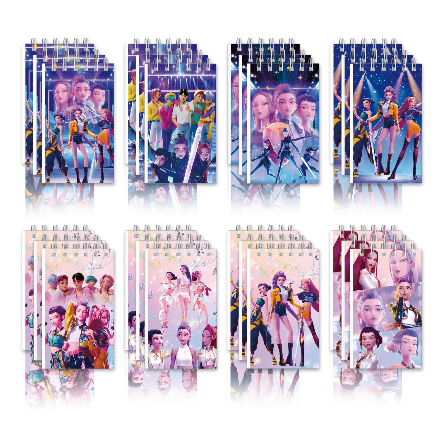 Demon Hunters Birthday Party Supplies, 24Pcs Mini Notepads for Kpop Party Gifts, Goodie Bag Stuffers, Classroom Rewards, 8 Types