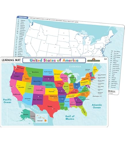 2 Pack - Usa & World Map Blank Outline Posters - Laminated