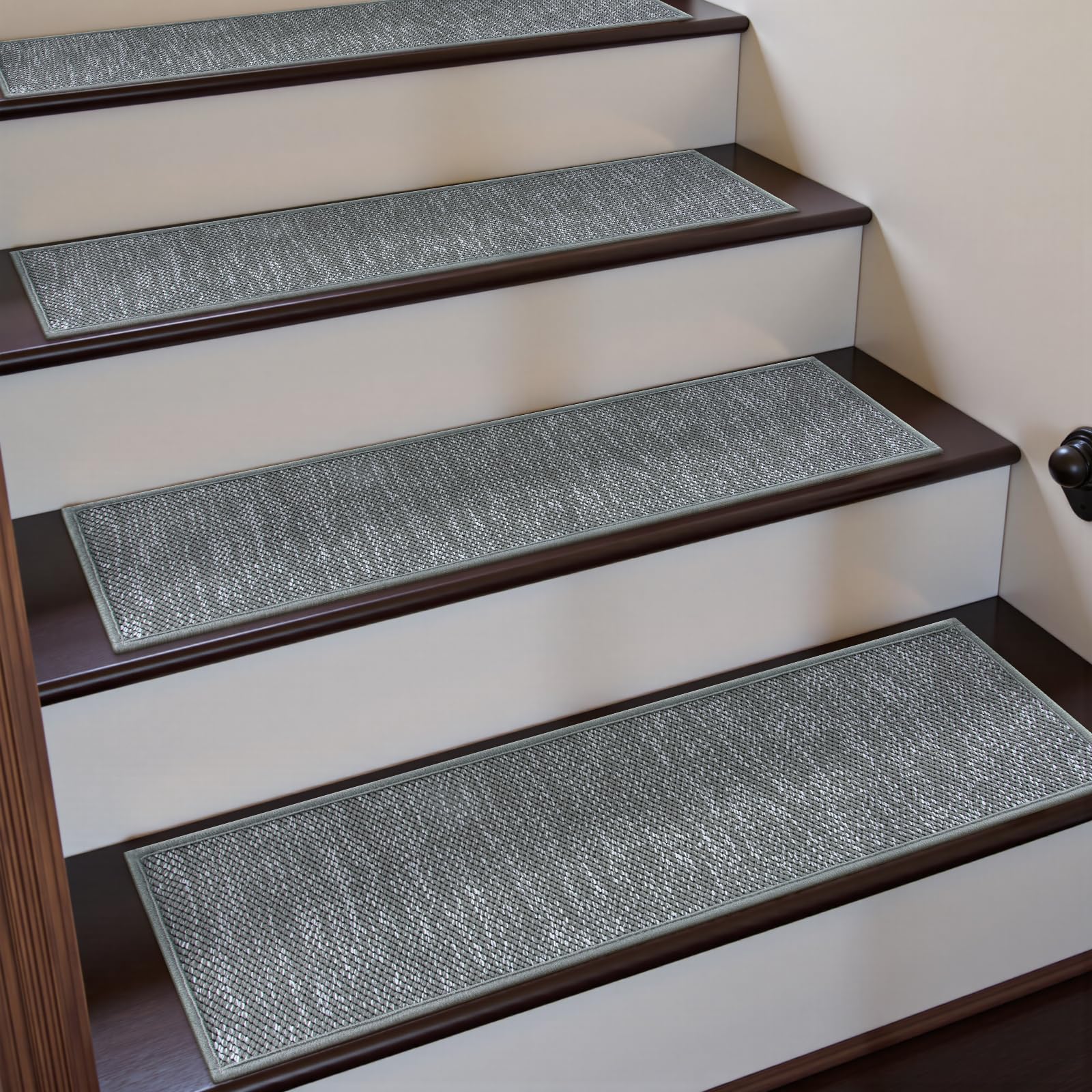 Photo 1 of KIMODE Stair Treads for Wooden Steps 15PCS 8"x30" Stair Treads Non Slip, Rubber Backing Stair Runner Washable Safety Stairs Carpet Treads, Indoor Staircase Step Treads for Kids Elder Dogs(Grey)