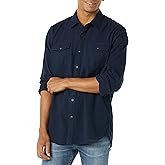 Amazon Essentials Men's Regular-Fit Long-Sleeve Two-Pocket Flannel Shirt, Navy, Small