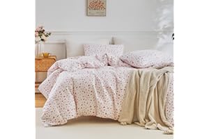 EAVD Garden Style Floral Comforter Set King White Soft Fluffy Microfiber Bedding Set Chic Cute Red Floral Bedding Comforter Set with 2 Pillowcases Vintage Botanical Comforter Set for All-Season