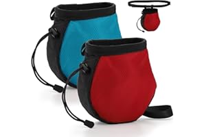 ZENFUN 2 Pack Climbing Chalk Bags, Bouldering Chalk Bag with Adjustable Belt and Zippered Pockets, Drawstring Rock Climbing B