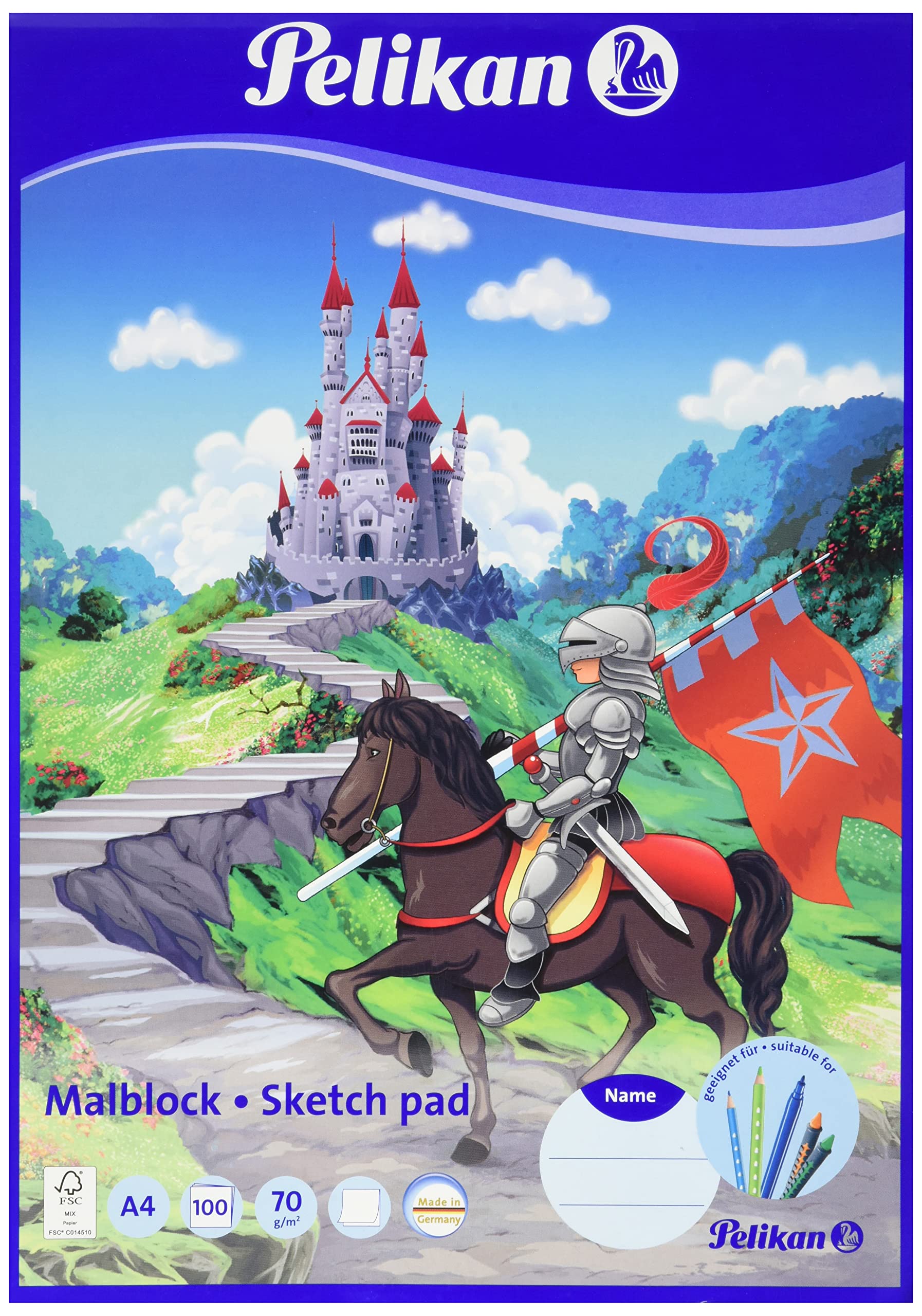 Pelikan 137679 A4 painting pad, 100 sheets, assorted motifs - no selection possible, 70g/m2, 1 piece