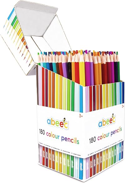 abeec 180 Colouring Pencils | Hexagonal Barrel Art Pencils for Kids & Adults |