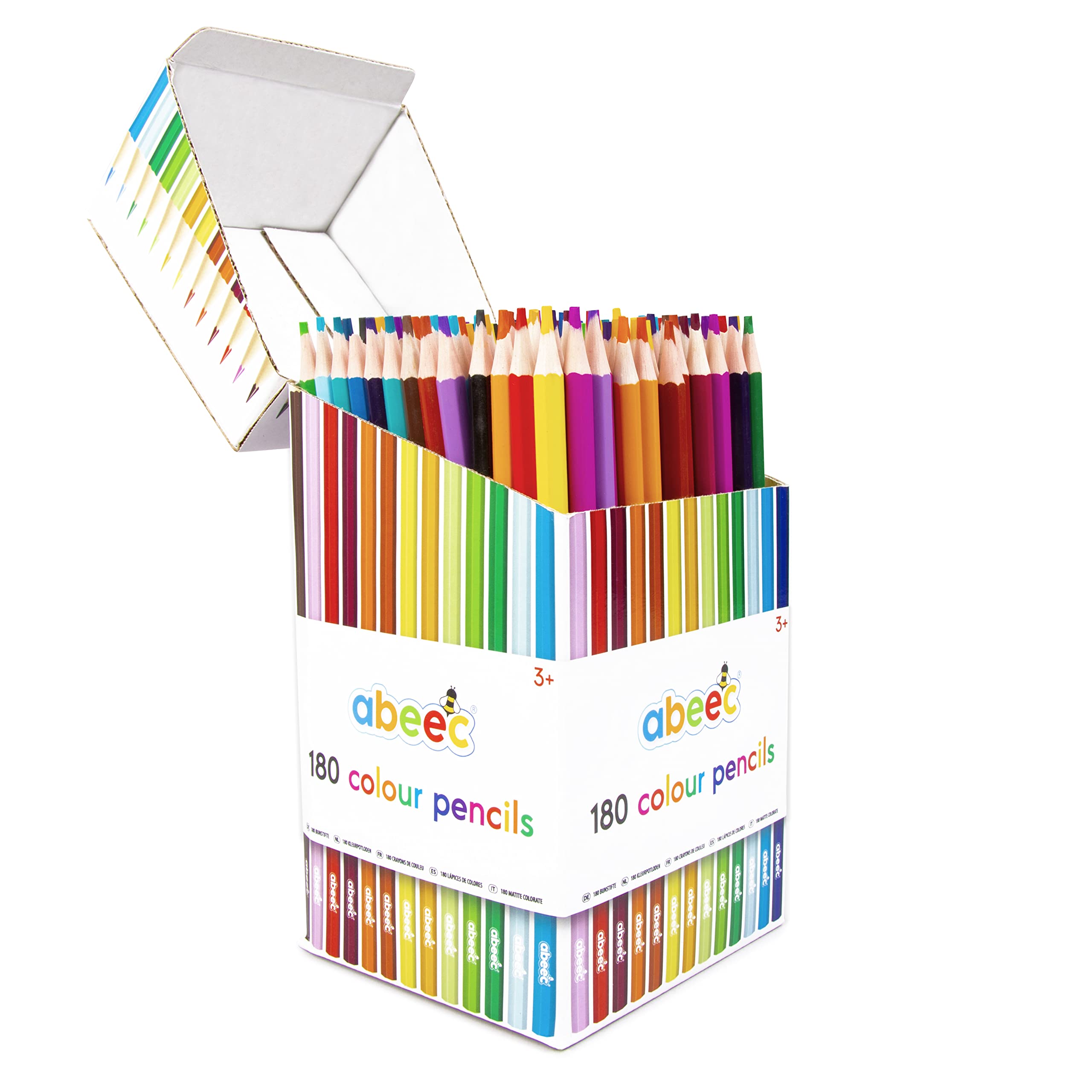 abeec 180 Colouring Pencils | Bulk Coloured Pencil Set | Classroom & School Supplies | Art Pencils for Kids & Adults | Hexagonal Barrel | Pre-Sharpened Drawing & Sketching Pencils