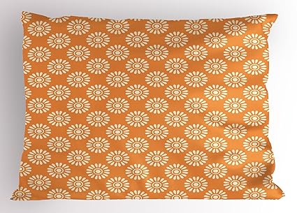 Amazon Com Lunarable Orange Pillow Sham Attractive Gerbera