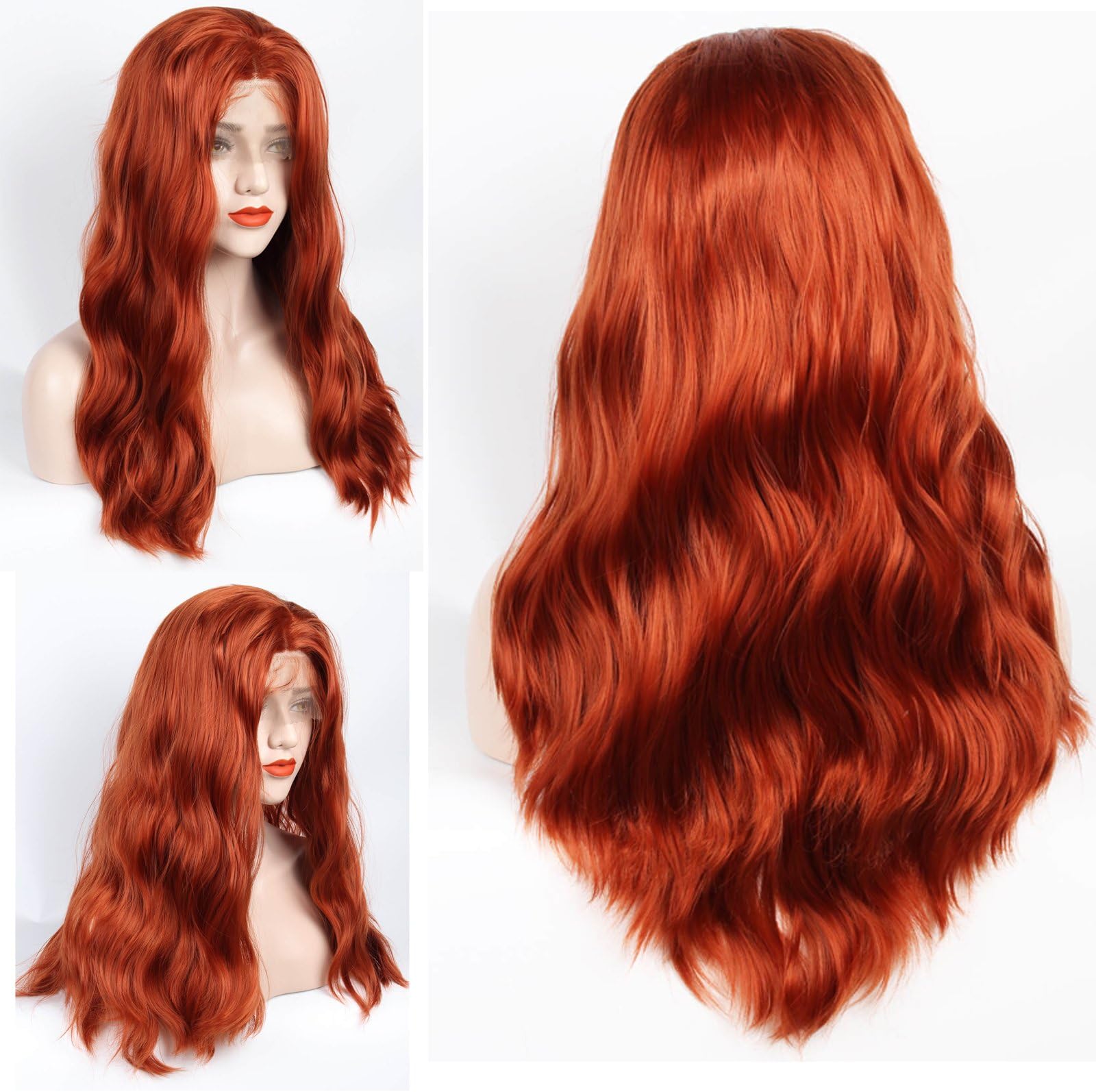 ZeroBlizzard Synthetic Lace Front Wigs Long Wavy Orange Wig Pre Plucked Red Orange Body Wave Lace Wig With Baby Hair and Bleached Knots for Women 26inch