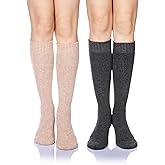 DoSmart Womens Winter Warm Knee High Socks Ladies Wool Cozy Thick Hiking Skiing Comfy Thermal Boot Long Socks 2 Pairs
