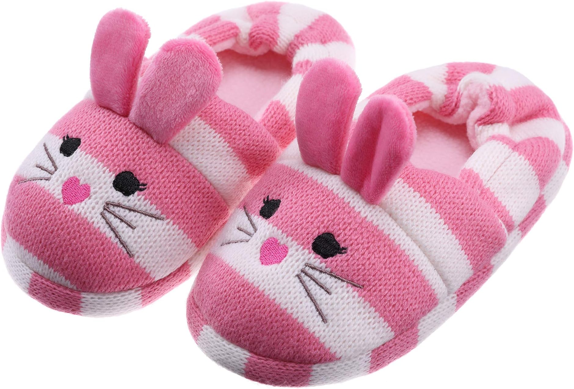 SCOWAY Toddler Girls Rabbit Slippers Cute Animal Soft Warm Plush Non-Slip House Winter Shoes