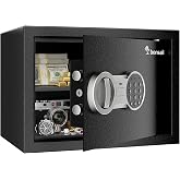Bonsaii Safe Box with Electronic Keypad for Home Office, 0.6 Cu.Ft | SPCC steel, 9.84x13.78x9.84 in, removable shelf, Type-C backup power, pre-drilled for wall mount, home/hotel/business use