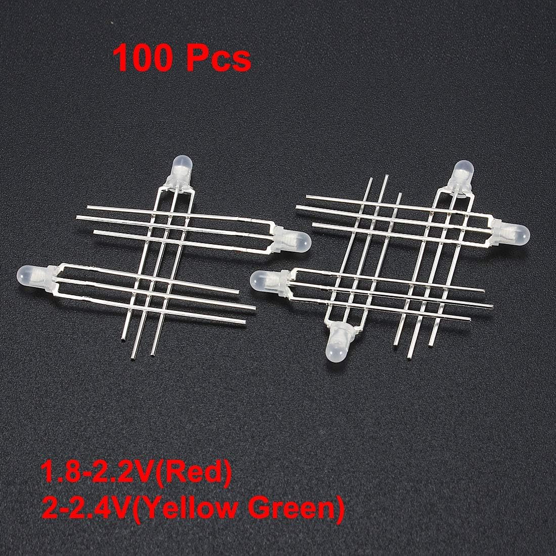 Sourcingmap 100pcs 3mm Red Yellow Green Misty Common Cathode LED Diode Light Round 20mA Super Bright Bulb Lighting Lamp Electronic Component Light Emitting Diodes - Image 3