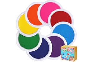 BIUBEE 7'' Large Washable Ink Pad for Kids Handprint & Footprint - Safe & Non-Toxic Ink Pads for Stamps, Finger Paint Pads Preschool Classroom Must Haves, Toddlers Crafts, Christmas Birthday Gifts, 8 Colors
