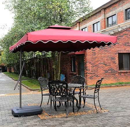 Tylor S Garden 8 1 2 Ft Cantilever Outdoor Patio Umbrella Uv Resistant 100 Polyester Burgundy Amazon Co Uk Garden Outdoors