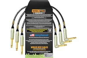 3 Units - 12 Inch - WBC-PRO-Pedal – 22 AWG - Low-Cap (18pF/ft) – Pro-Grade –Graphite-Based - Dual-Shielded Pedal, Effects, Pa