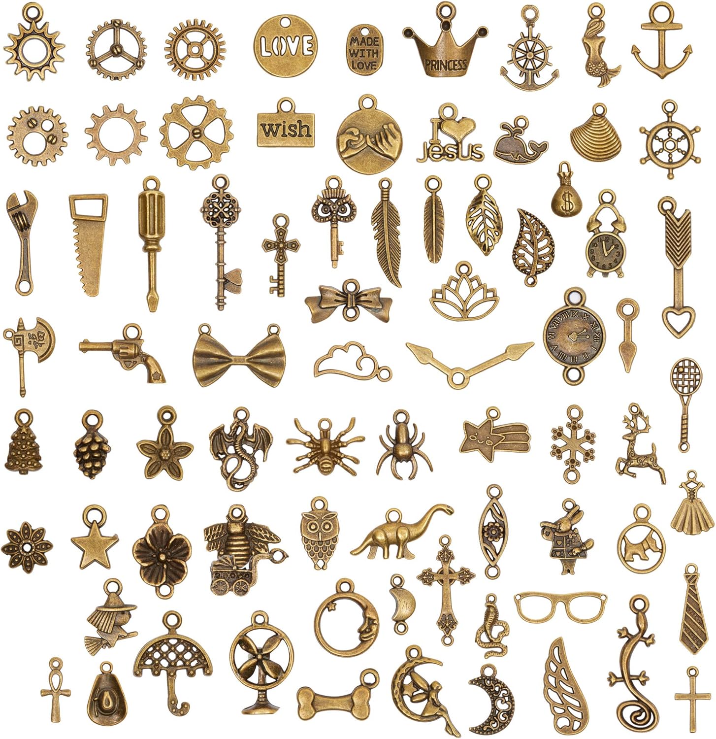Gold Charms for Jewelry Making, Pendants (0.31.2 In, 200