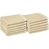 Amazon Basics Quick-Dry Washcloth - 100% Cotton, 12-Pack, Linen