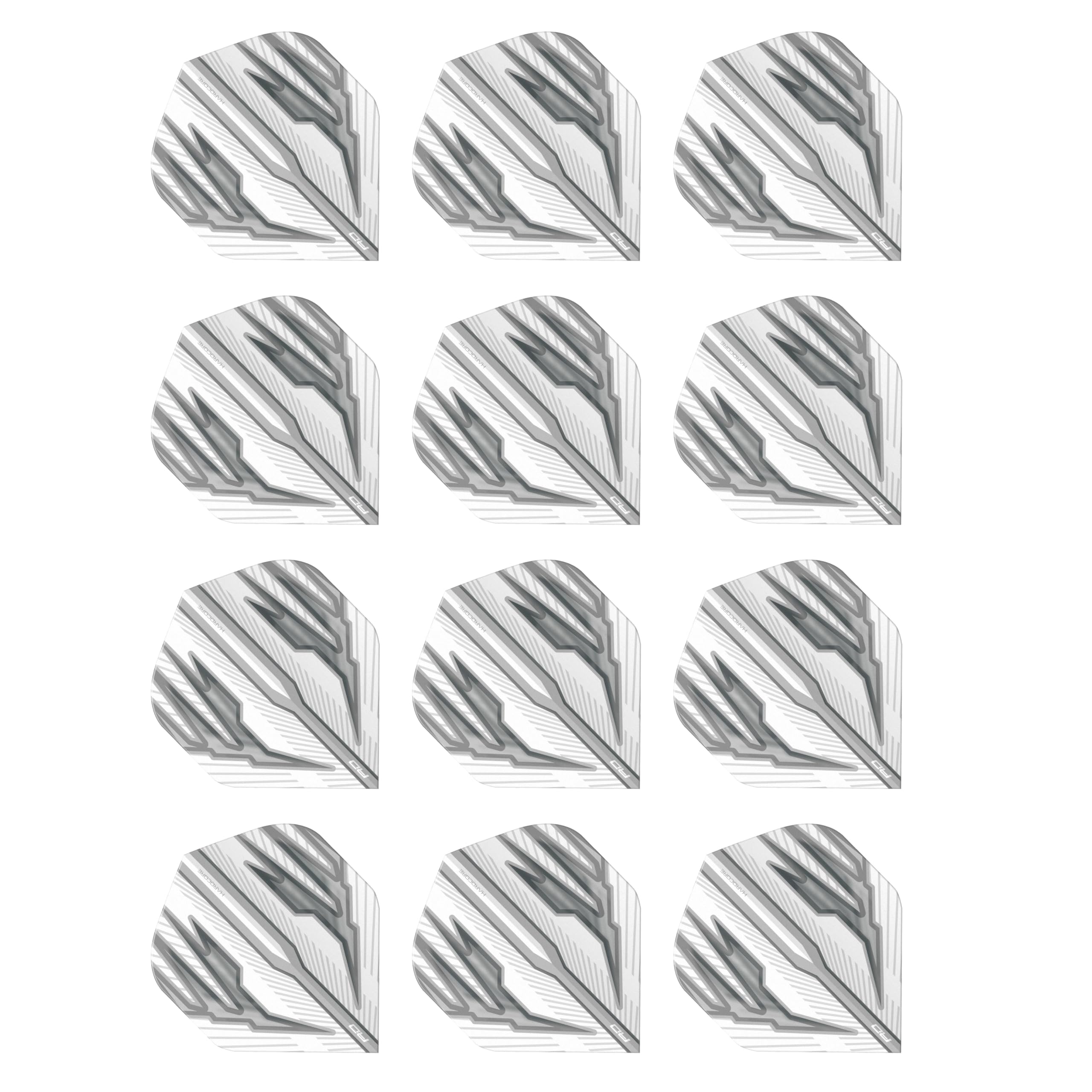 RED DRAGON Hardcore Radical White & Grey Extra Thick Standard Dart Flights - 4 sets Per Pack (12 Dart Flights in total)