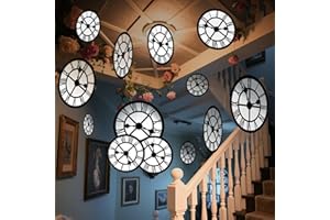 Soulchen 20 Pcs Wonderland Tea Party Decoration Clock Hanging Banner Wonderland Garland Baby Shower Decoration Curious Clock Background for Birthday Baby Shower Party Supplies