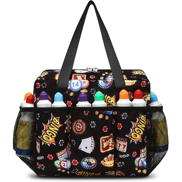 Bingo Messenger Bag With Pockets For Daubers - Water Resistant Crossbody Tote With Laptop Sleeve, 13x10x5 Inch - View #9