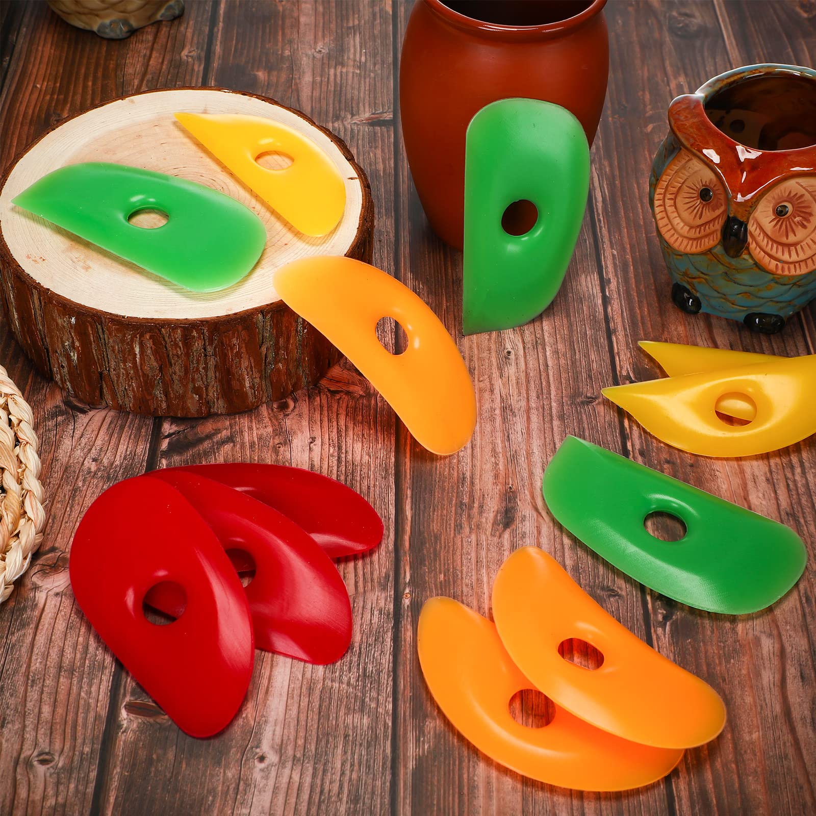 Sherr 12 Pcs Soft Rubber Rib for Pottery Clay Silicone Ceramics Tools Multi Styles Pottery Rubber Clay Ceramic Ribs for DIY Smooths Shapes Sculpting Ceramics Tool(Classic Style,Classic Color)