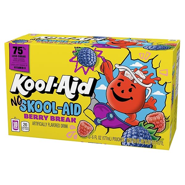 KOOL-AID NO SKOOL-AID BERRY BREAK DRINK, 10 CT BOX, 6 OZ POUCHES