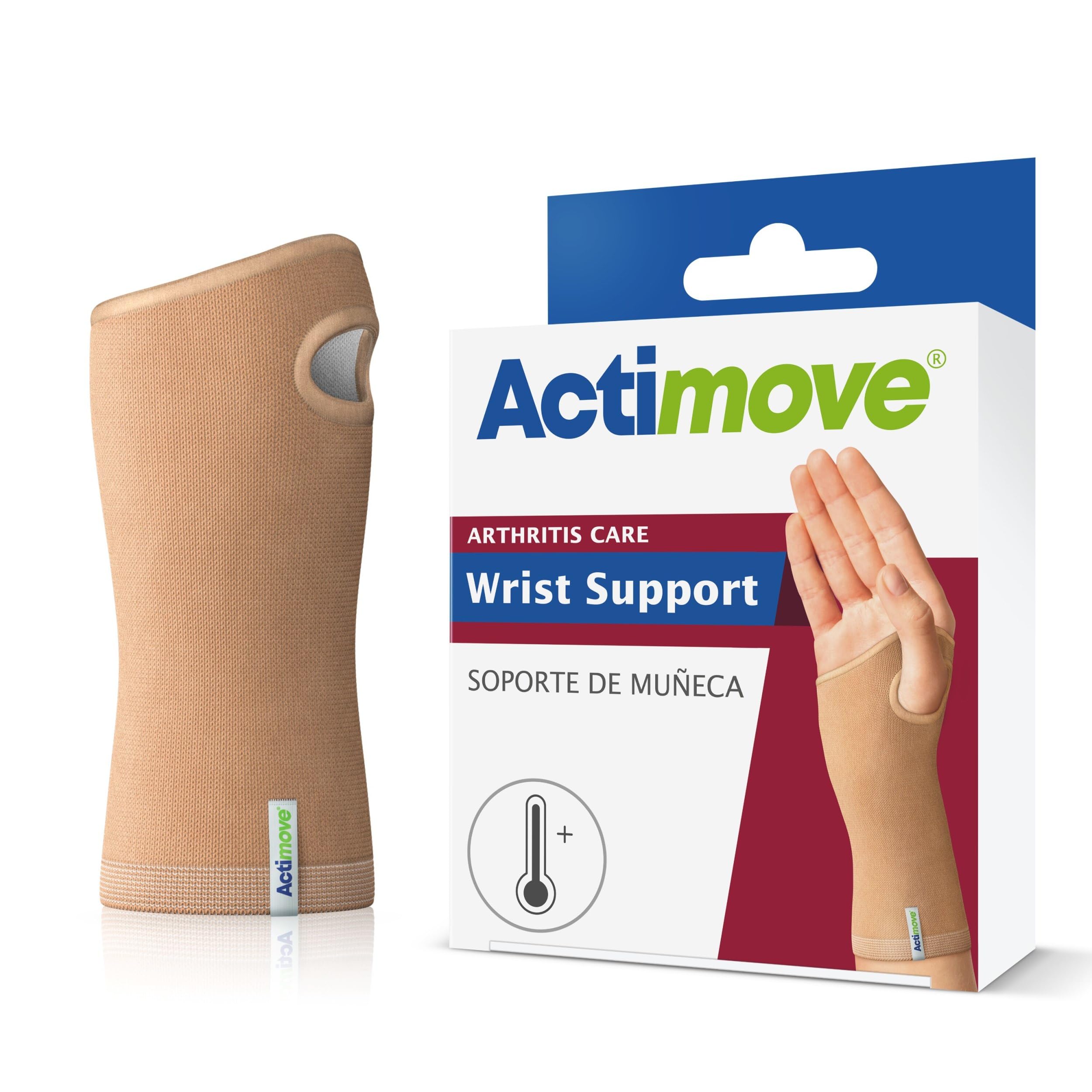 Actimove® ARTHRITIS CARE Wrist Support - Light Compression Support and Therapeutic Warmth For Wrist Arthritis - Heat-Retaining Ceramic Fibre Yarns - Beige, Medium