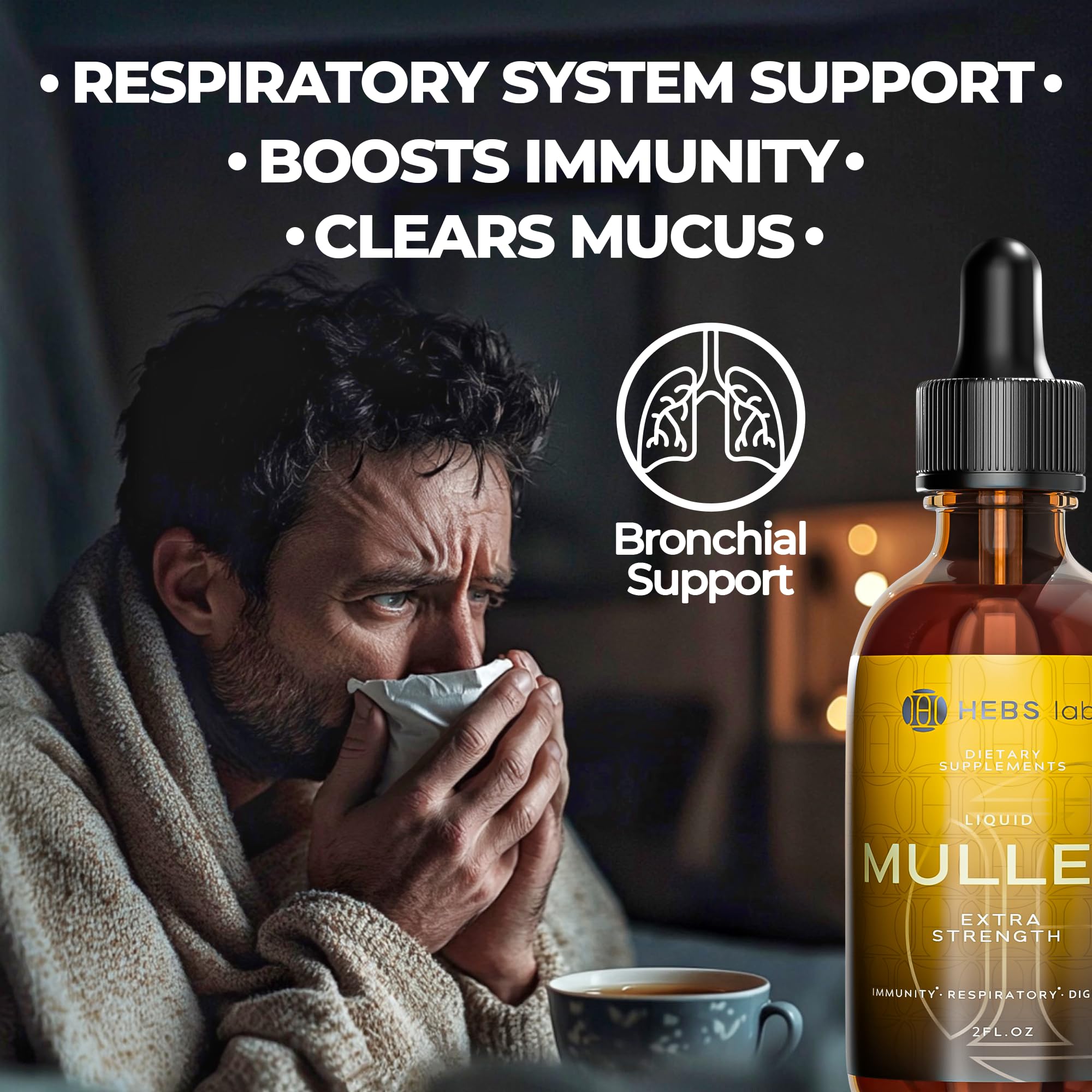 Mullein Leaf Extract for Lung Cleanse - Mullein Drops for Lung Health - Made in USA - Lung Support Supplement - Herbal Respiratory Support - Mullein Extract Tincture 2 Fl Oz