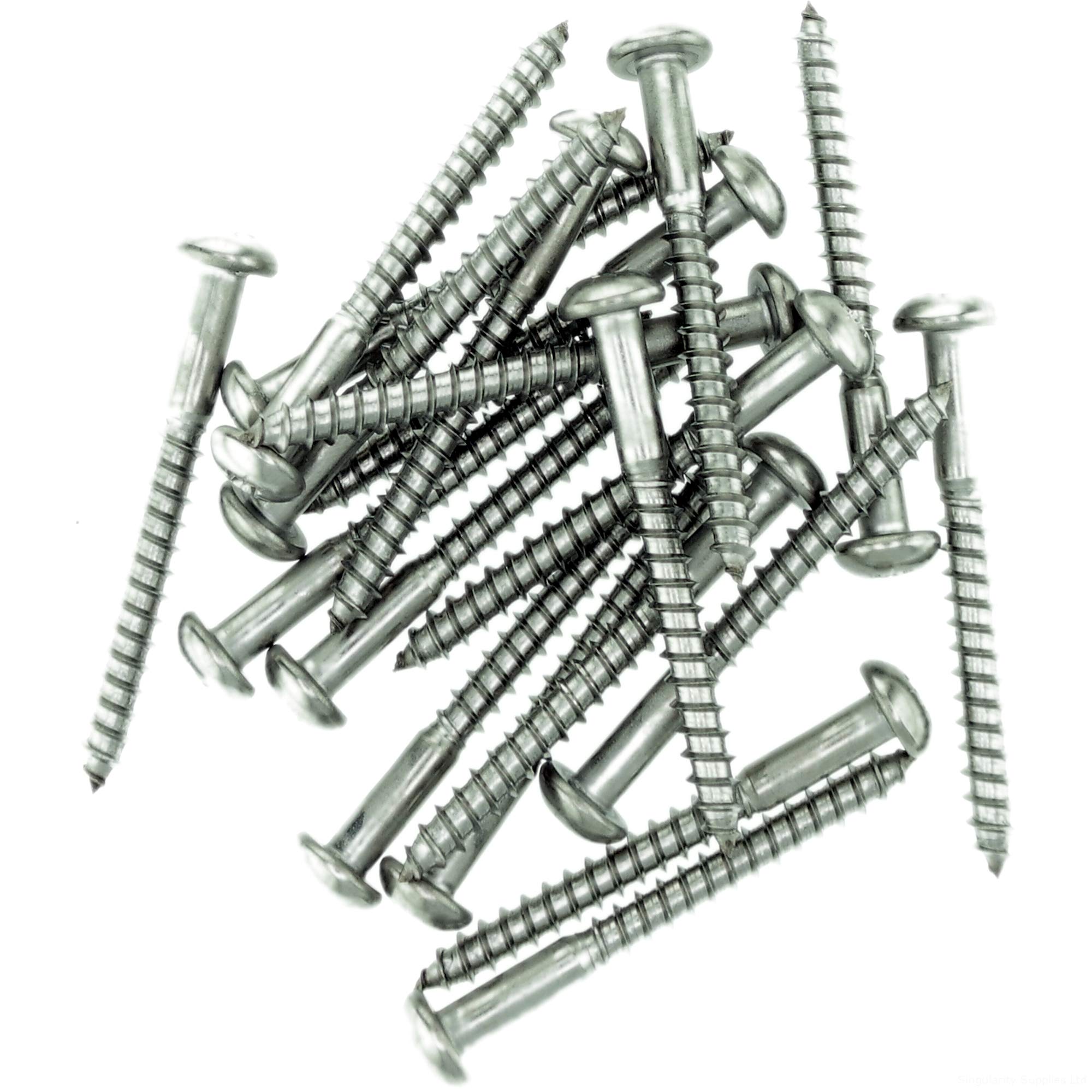 No.6 x 1.58 (3.5mm x 40mm) Pozi Pan Wood Screw - Stainless Steel (A2) (Pack of 20)