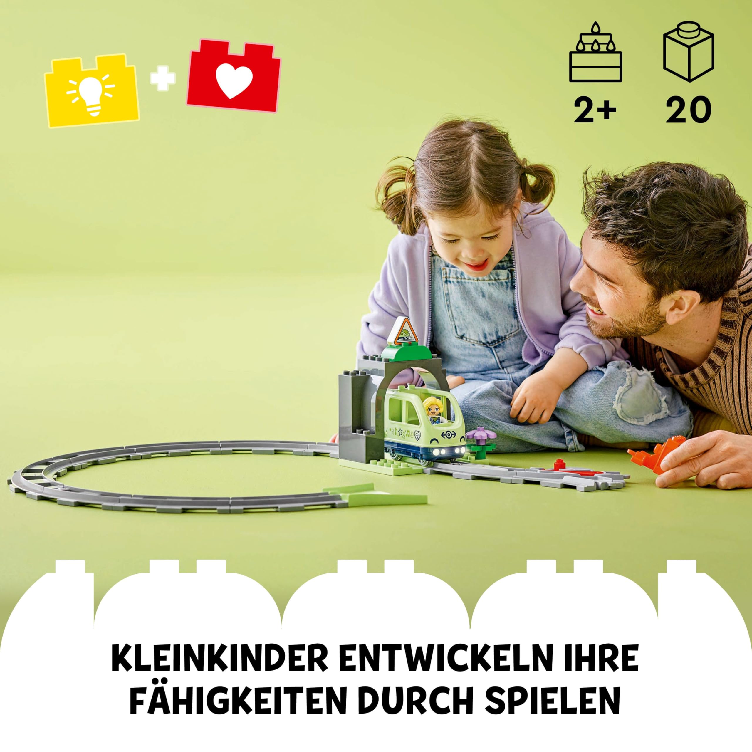 LEGO DUPLO Eisenbahntunnel und Schienen – Erweiterungsset - Lernspielzeug für Kleinkinder – 10-teilige Bahnstrecke mit Trichter und Weiche – Geschenk für Jungen & Mädchen ab 2 Jahren - 10425 2