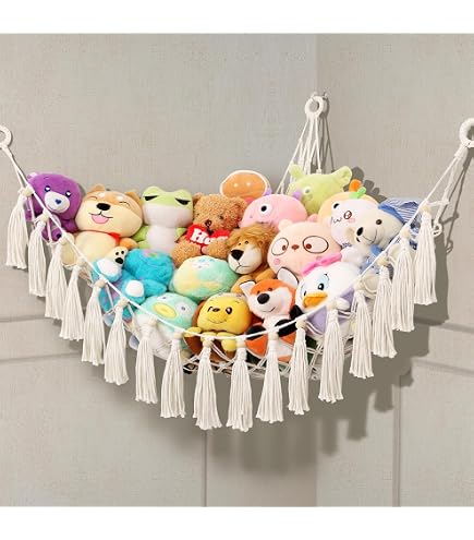 Hamac d'angle en peluche avec lumière LED – Support de rangement pour jouets – Décoration mignonne de chambre à coucher – Accessoires esthétiques pour chambre d'enfant – Rose Hamac d'angle en peluche avec lumière LED – Support de rangement pour jouets – Décoration mignonne de chambre à coucher – Accessoires esthétiques pour chambre d'enfant – Rose