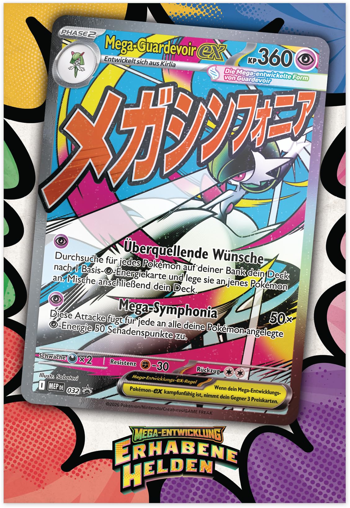 Pokémon-Sammelkartenspiel: Premium-Poster-Kollektion Mega-Entwicklung – Erhabene Helden: Mega-Guardevoir (1 holografische Promokarte, 1 doppelseitiges Poster und 10 Boosterpacks) 7