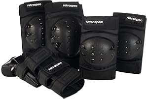 Retrospec Knee Pads, Elbow Pads & Wrist Guards for Men, Women & Kids - Protective Gear for Skateboarding, Roller Skate, Rollerblade, BMX & Scooter - Multi Sport Pad Set