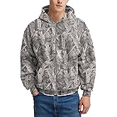 MSBESYOR Mens Camo Zip Up Hoodie Fleece Hunting Jacket Maple Leaf Print Oversized Long Sleeve Hooded Sweatshirt