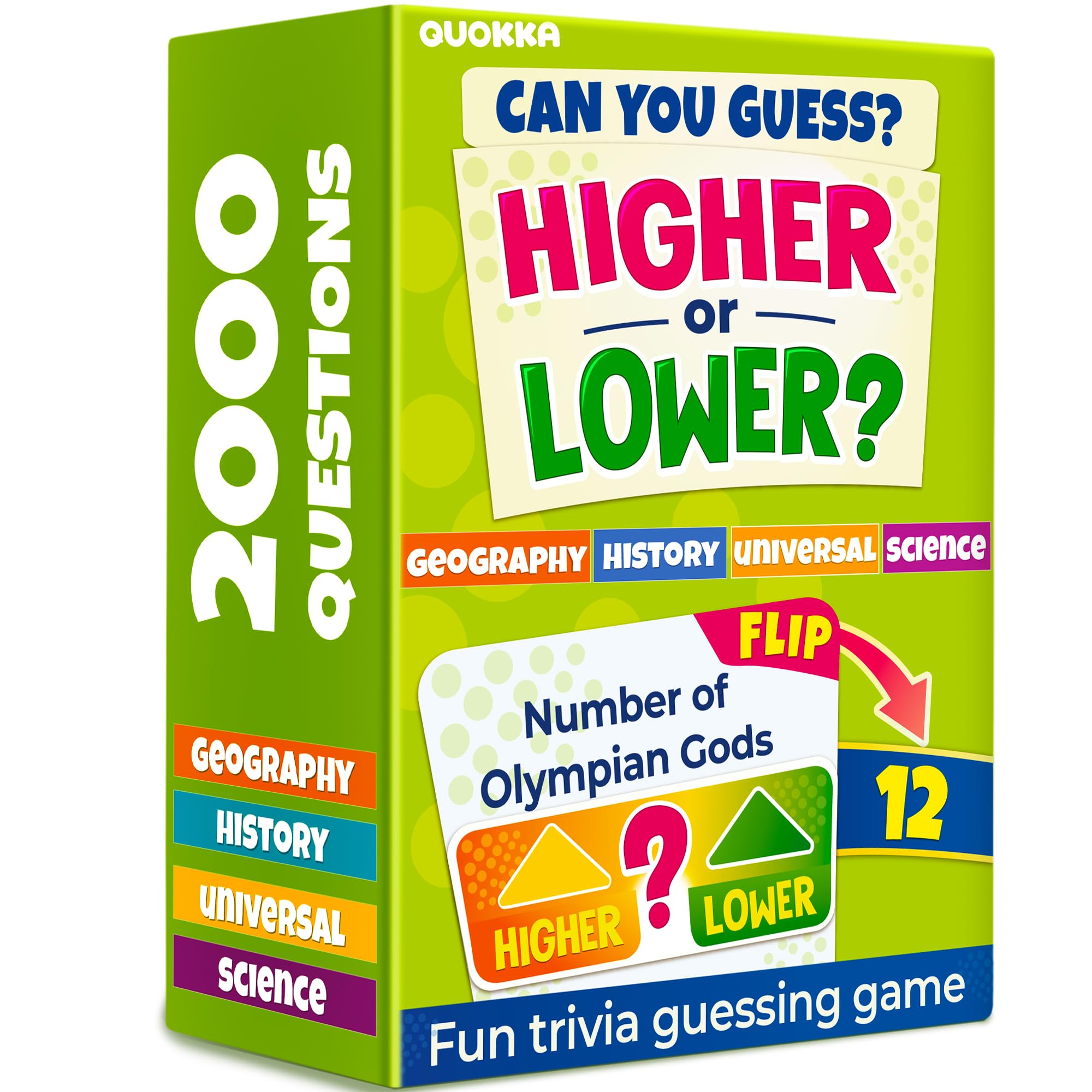 QUOKKA Trivia Board Games for Kids and Adults - Family Night Board Game Cards 4xSet Higher or Lower | Guess Fun Questions | Easy to Learn | 2 + Players - Challenge History, Science, Geography & More — image 1