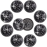 WJIAAA Rhinestone Buttons for Clothing,10 Pcs Round Metal Rhinestone Buttons for Clothing DIY Sewing Accessories Wedding Decaration Jewelry Making Bridal Bouquet 25mm(Black)