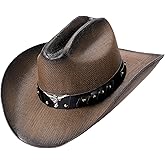 WOOTITI Straw Cowboy Hat for Men and Women Cowboys Cowgirls Woven Crease for Western