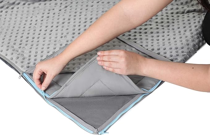 15lb Weighted Blanket + A FREE Removable Minky Cover + Exclusive Stay