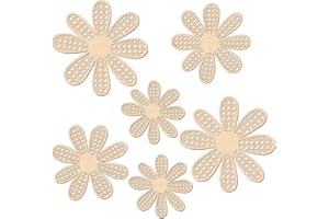 Thyle 6 Pcs Boho Daisy Wall Decor Natural Rattan Flower Wall Hanging Art Wooden Boho Art Nursery Decor Daisy Signs Flowers Farmhouse Hanging Decoration for Home Office Nursery