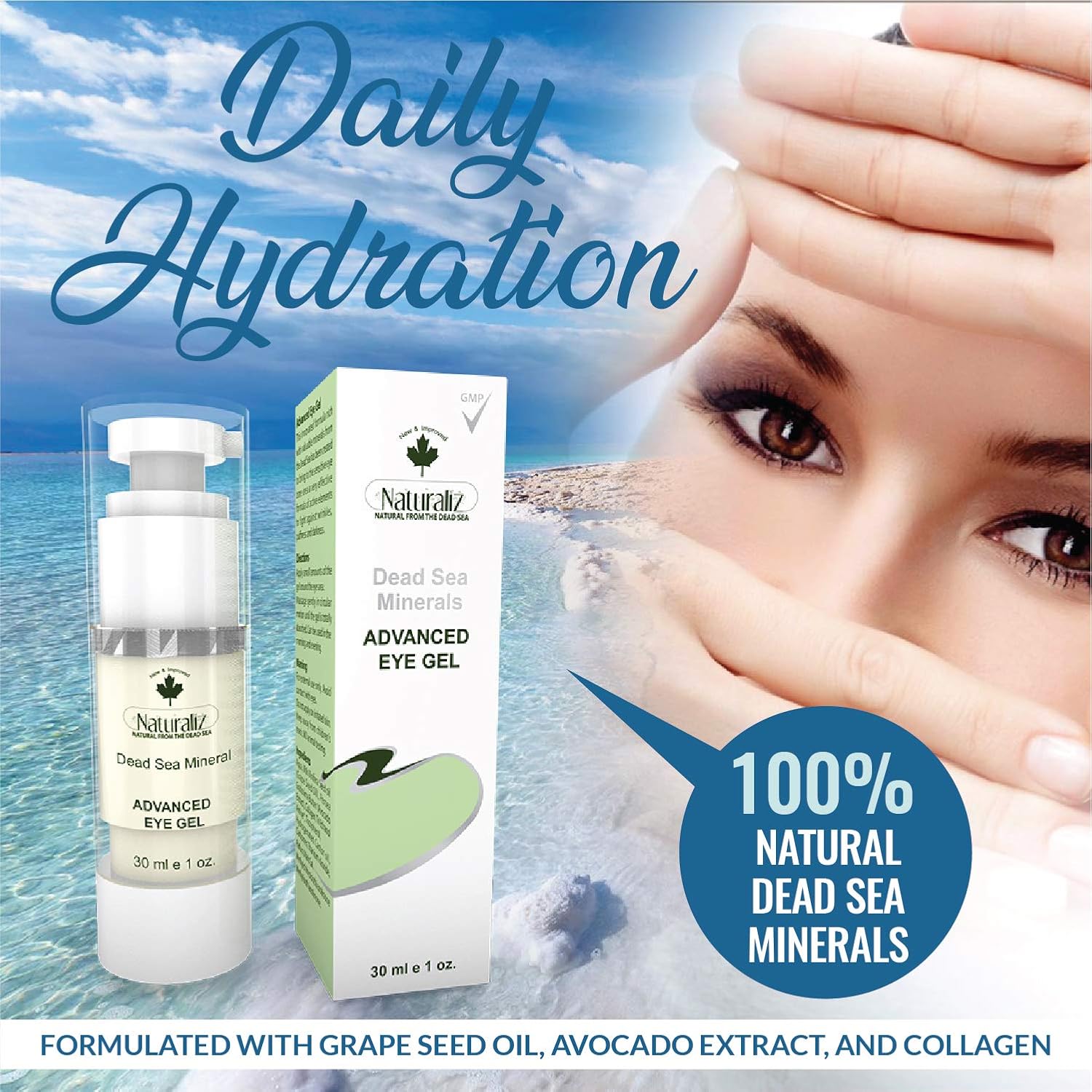 Naturaliz Dead Sea Eye Cream, Anti-aging Moisturizer for Puffiness, Crow’s Feet, Wrinkles and Dark Circles, 1 oz: Beauty