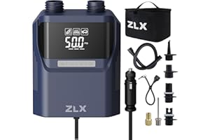 ZLX Electric Paddle Board Pump, 50PSI Air SUP Pump with High Pressure Dual Stage, Auto-Off Inflation/Deflation & Rechargeable