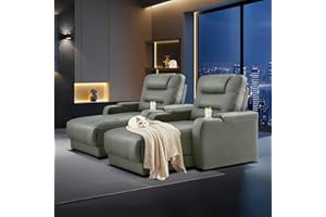 Chorlenimi Home Theater Seating Oversized Loveseat Recliner Chair Ultra-Comfortable Reclining Chair Power Recliner Chair with Electric Recliner for Living Room(Gray,Row of 2)