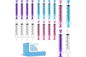 AOAODBU 20Pcs 10ml Children Oral Syringes, Liquid Plastic Syringe,Colorful Measuring Tools Individually Sealed for Feeding,Baby Medicine Syringes with Caps (Multicolor)