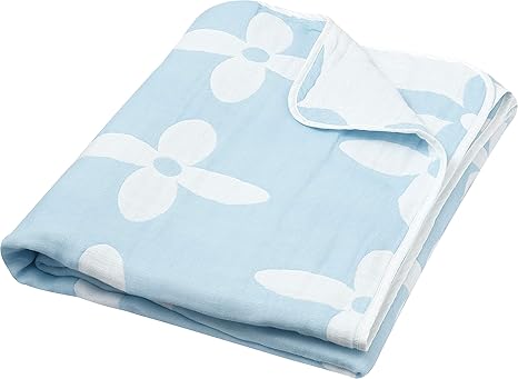 Amazon Co Jp 京都 西川 タオルケット ガーゼケット シングル やわらか 6重ガーゼ 綿100 洗える 清潔 冷房対策 レトロ 花柄 ブルー ホーム キッチン