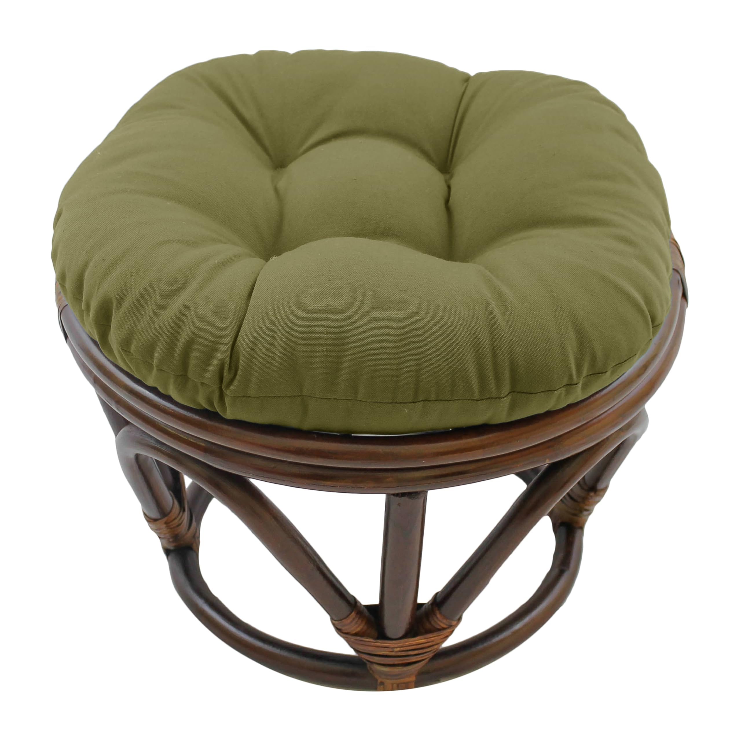 Photo 1 of Blazing Needles Solid Twill Round Footstool Cushion, 18", Sage