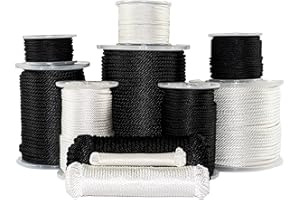 SGT KNOTS Solid Braid Dacron Polyester Rope - Moisture, Oil, UV, Rot Resistant for Boating, Anchor, Towing, Mooring Lines, Antenna Guy Line (3/16" x 100ft, Black)