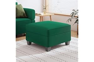 AYEASY Square Modular Storage Ottoman for Modular Sectional Sofa Seat Cube Footrest Coffee Table, Green