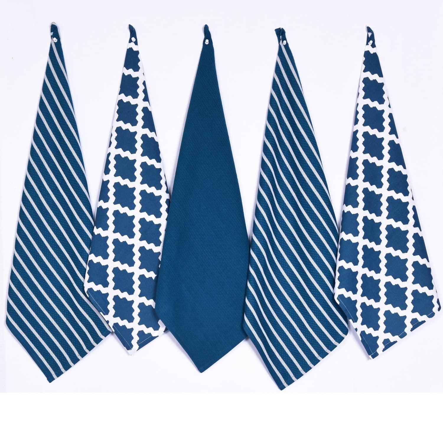 Penguin Home Premium 100% Pure Cotton Tea Towel for Kitchen, Set of 5 Kitchen Towels, Soft & Durable Kitchen Cloths Towel Set, Machine Washable, 65 x 45 cm Colour - Light Blue